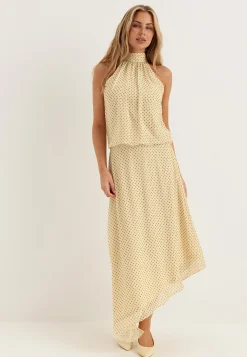 Asymmetric Chiffon Halterneck Dress