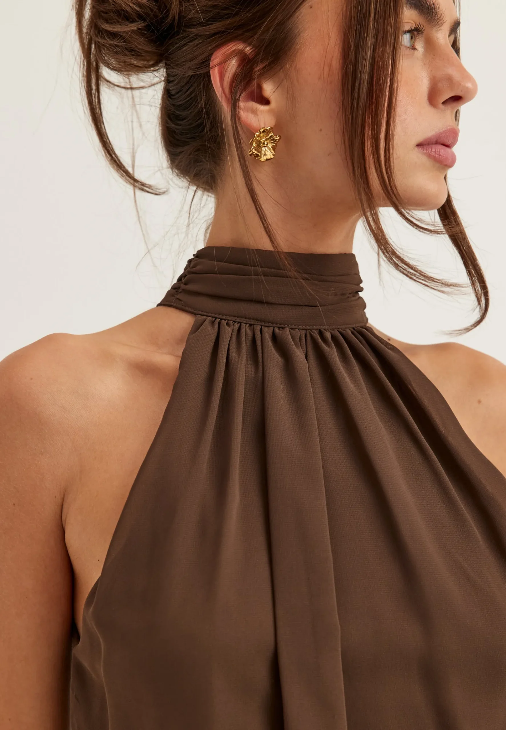 Asymmetric Chiffon Halterneck Dress