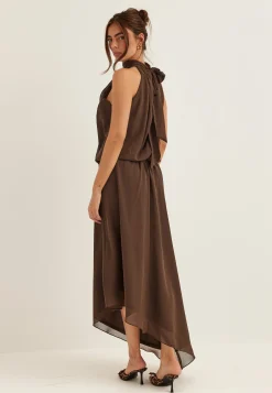 Asymmetric Chiffon Halterneck Dress