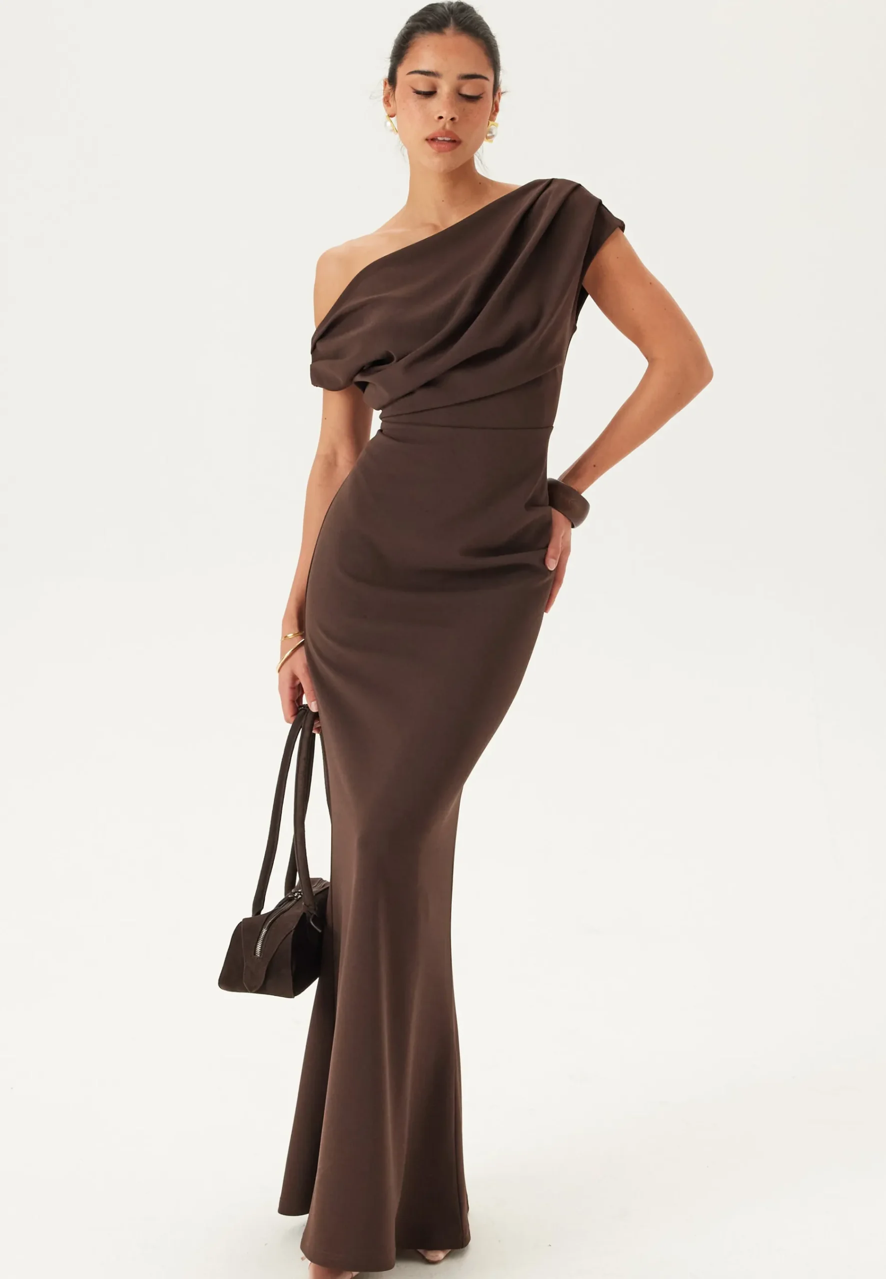 Asymmetric Draped Maxi Dress