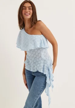 Asymmetric Frill Lace Top