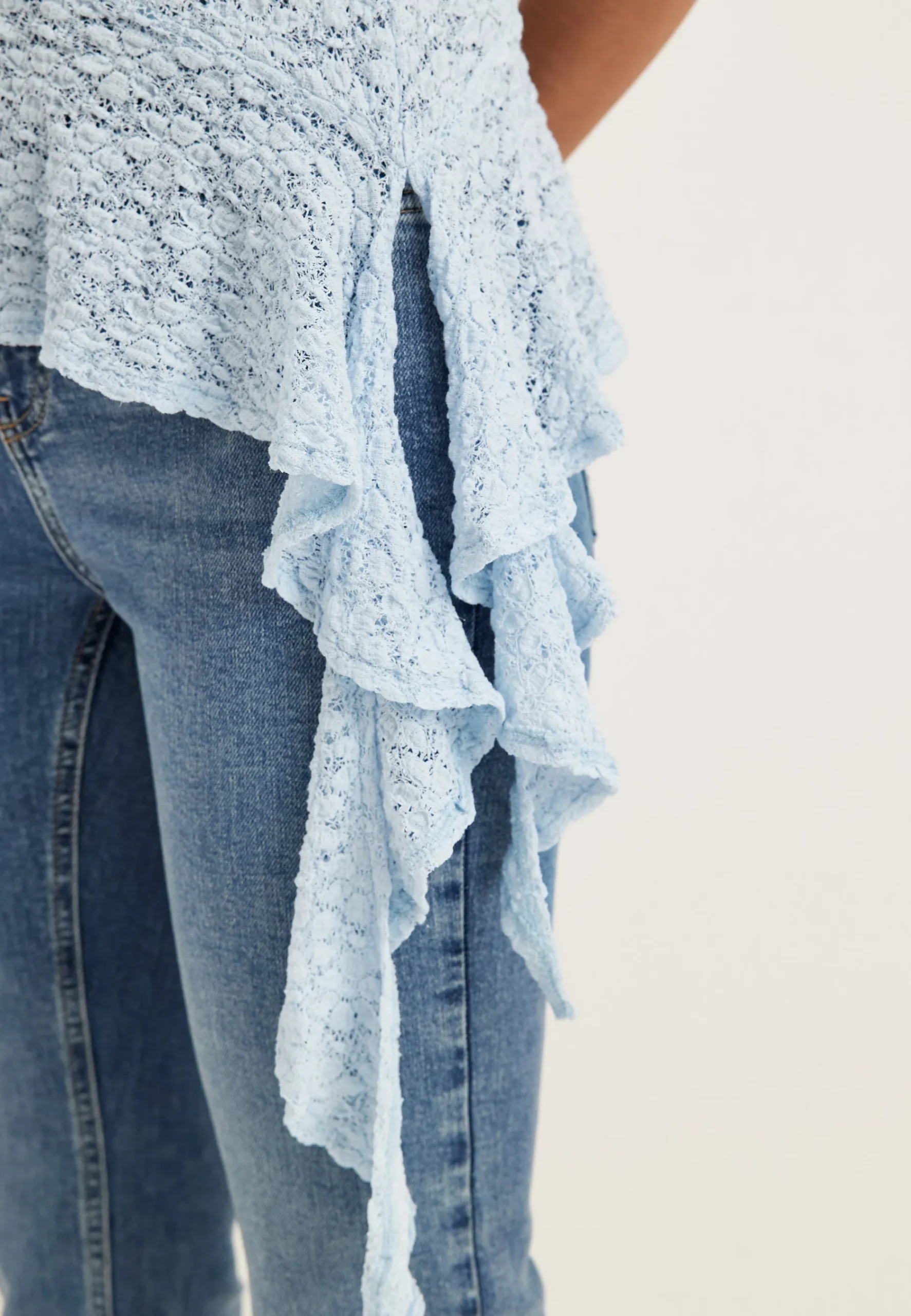 Asymmetric Frill Lace Top