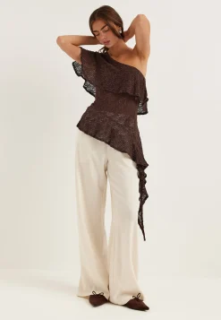Asymmetric Frill Lace Top