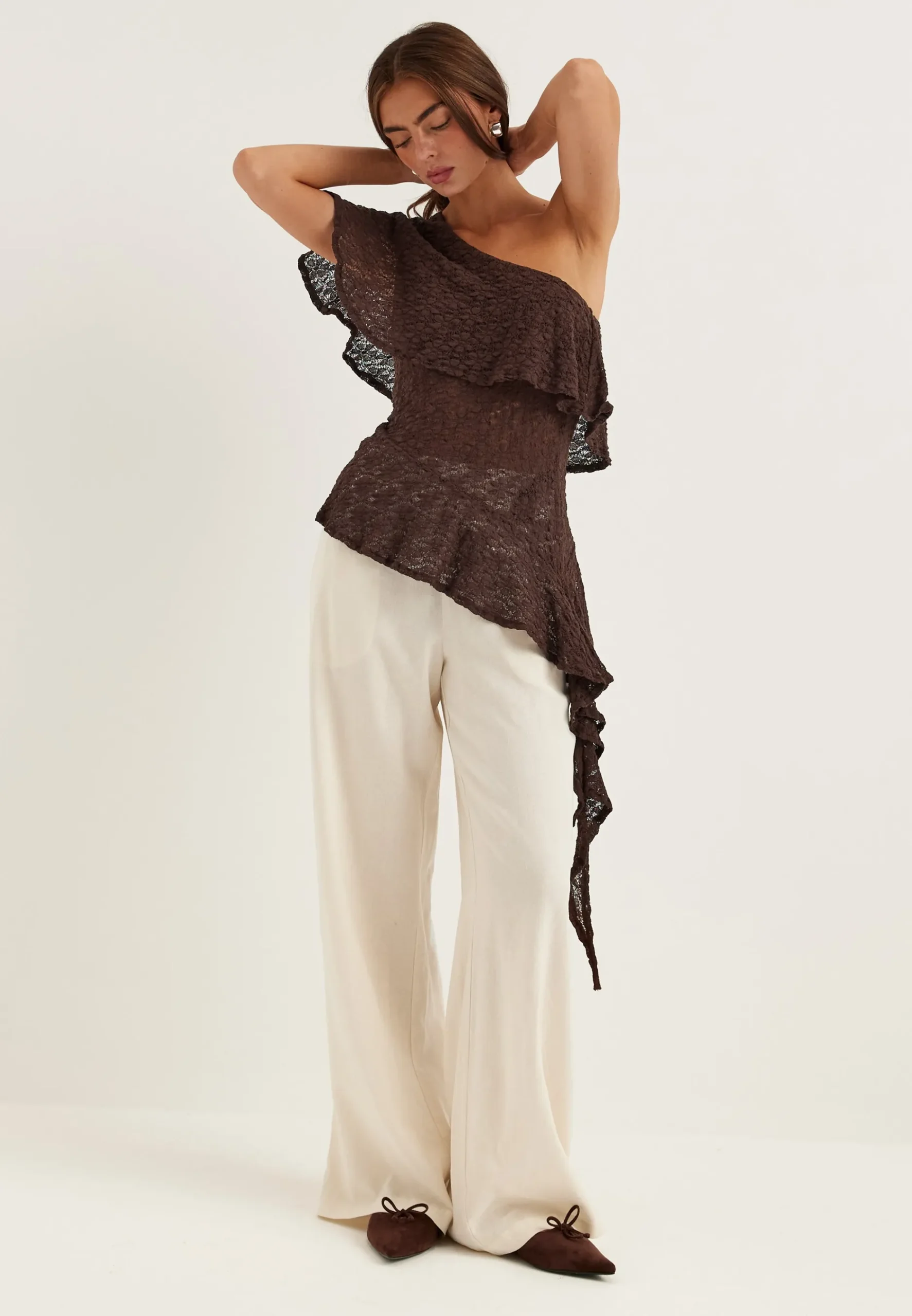 Asymmetric Frill Lace Top