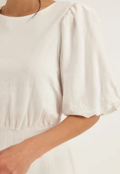 Balloon Sleeve Linen Maxi Dress