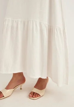 Balloon Sleeve Linen Maxi Dress