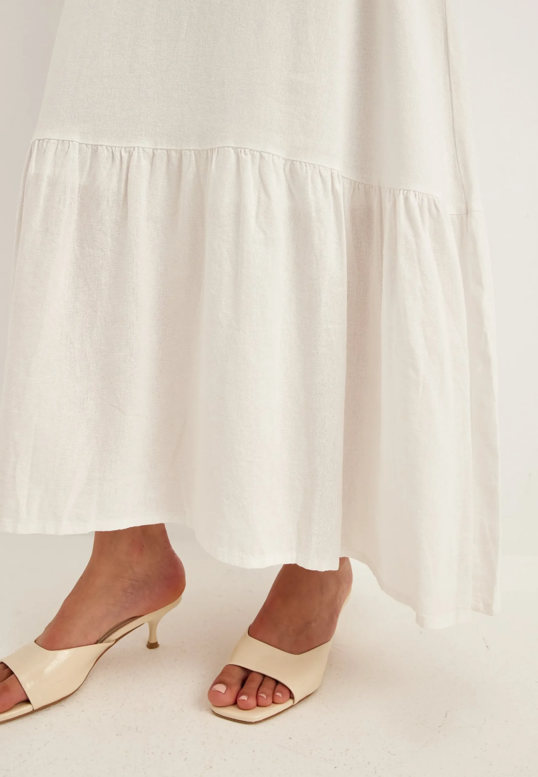 Balloon Sleeve Linen Maxi Dress