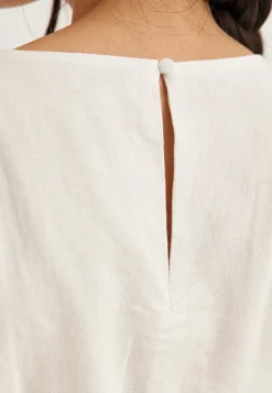 Balloon Sleeve Linen Maxi Dress