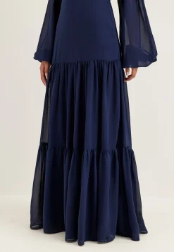 Batwing Chiffon Tiered Maxi Dress