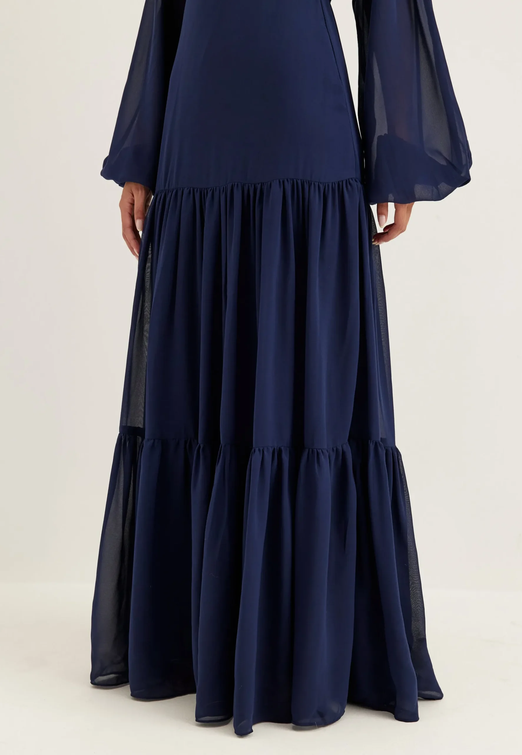 Batwing Chiffon Tiered Maxi Dress