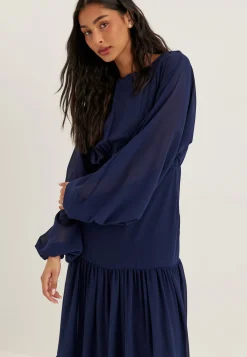 Batwing Chiffon Tiered Maxi Dress
