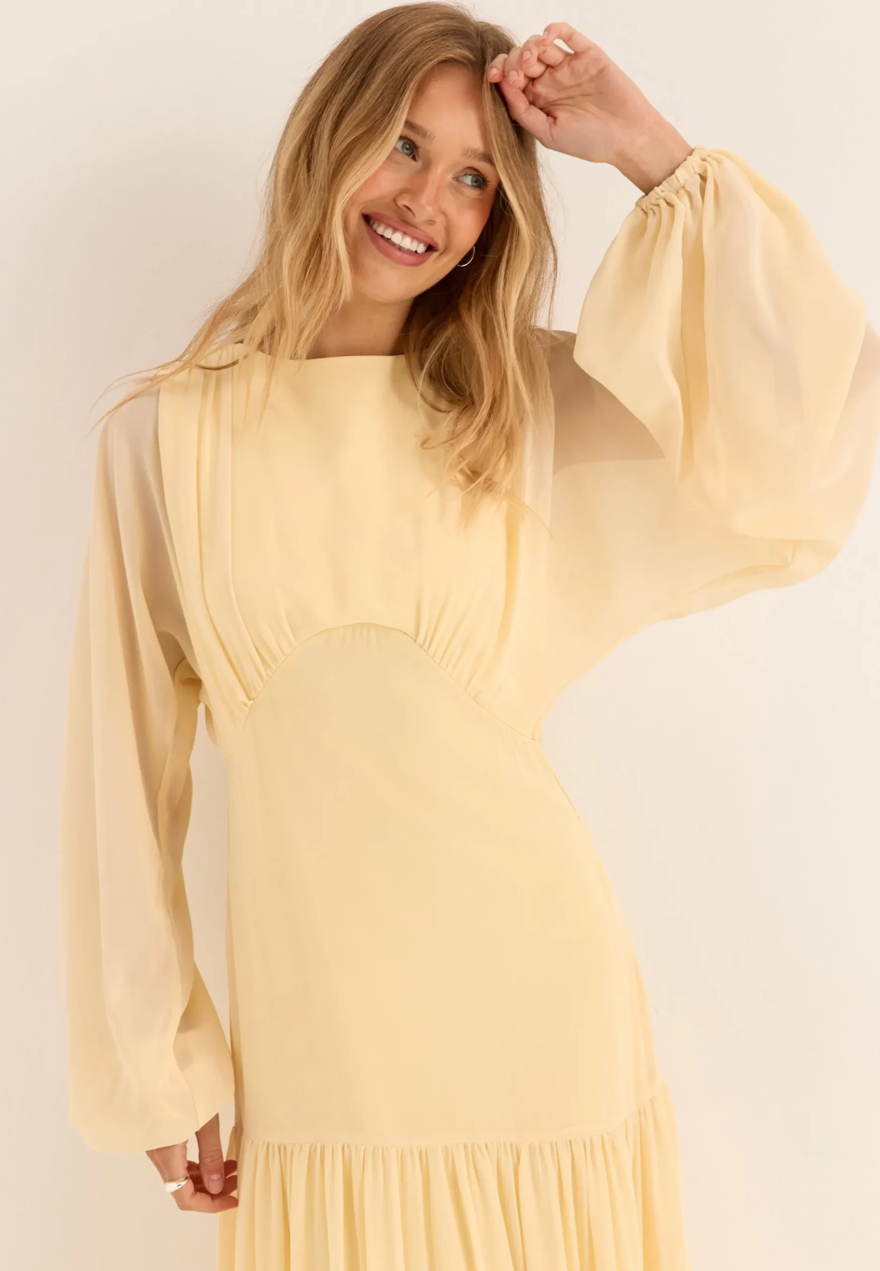 Batwing Chiffon Tiered Maxi Dress
