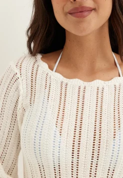 Boat Neck Structure Knitted Short Dress