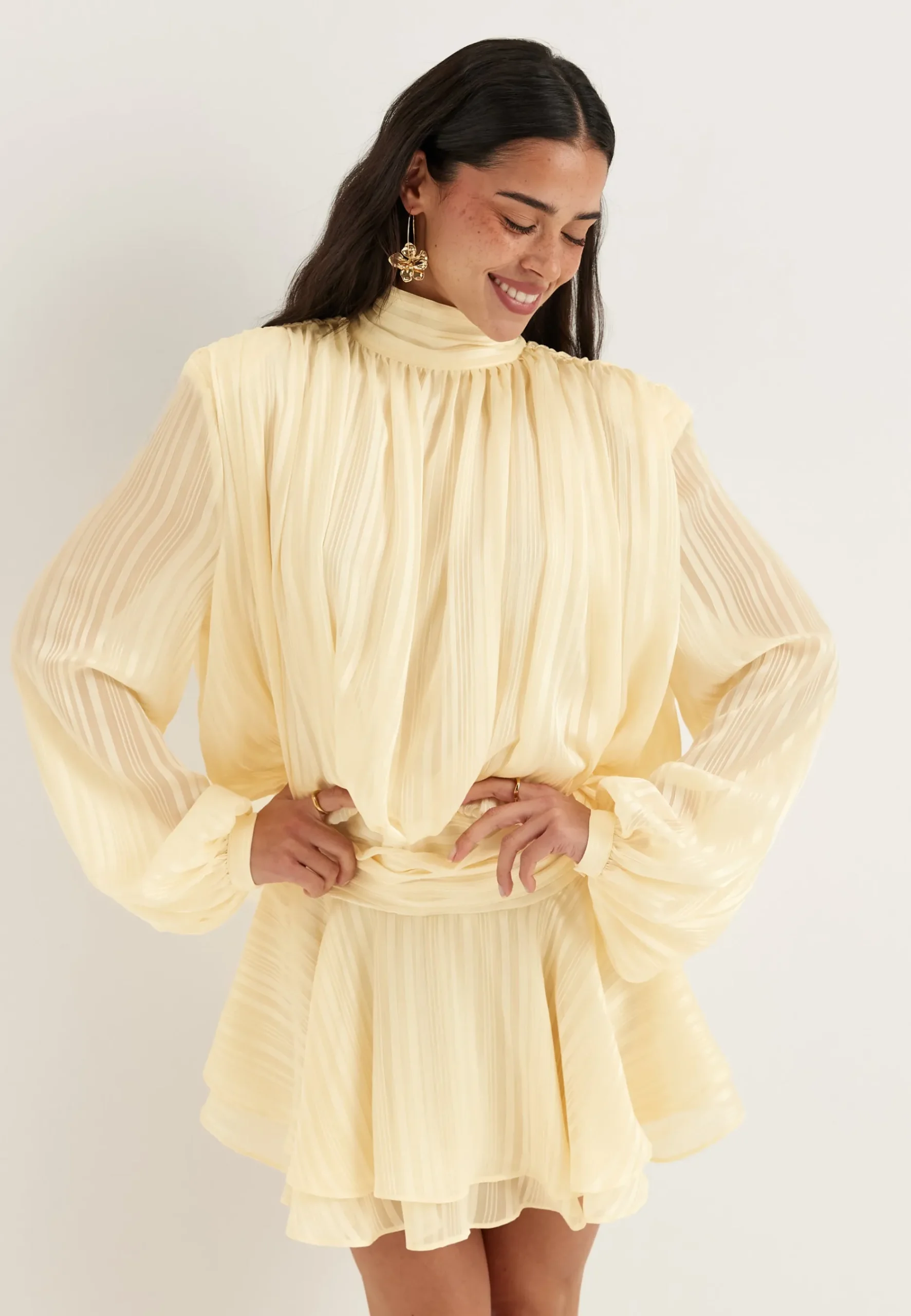 Bow Jacquard Short Dress