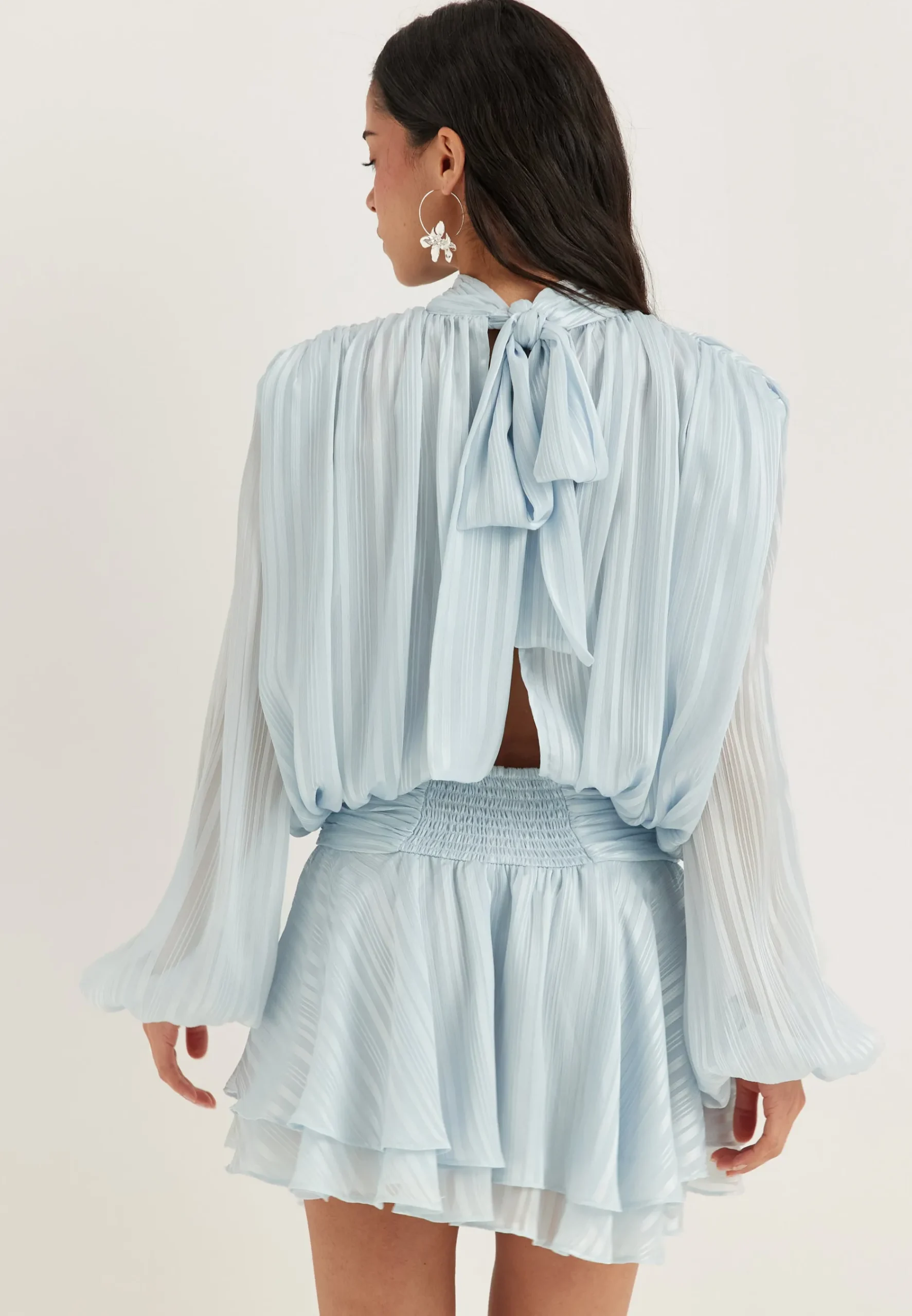 Bow Jacquard Short Dress