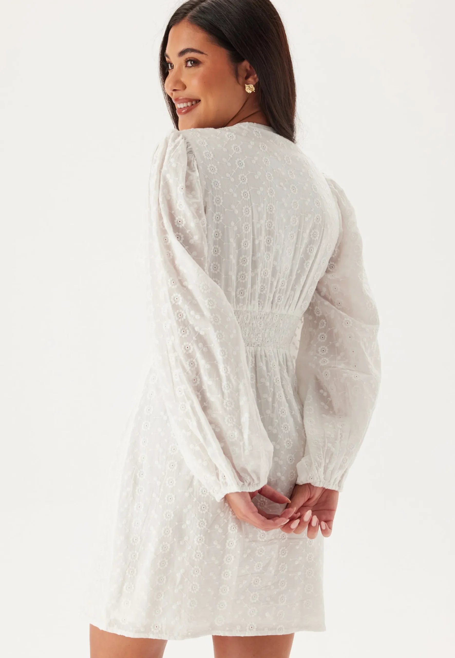 Broderie Anglaise Balloon Sleeve Dress