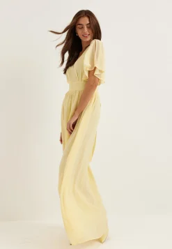 Butterfly Sleeve Chiffon Gown