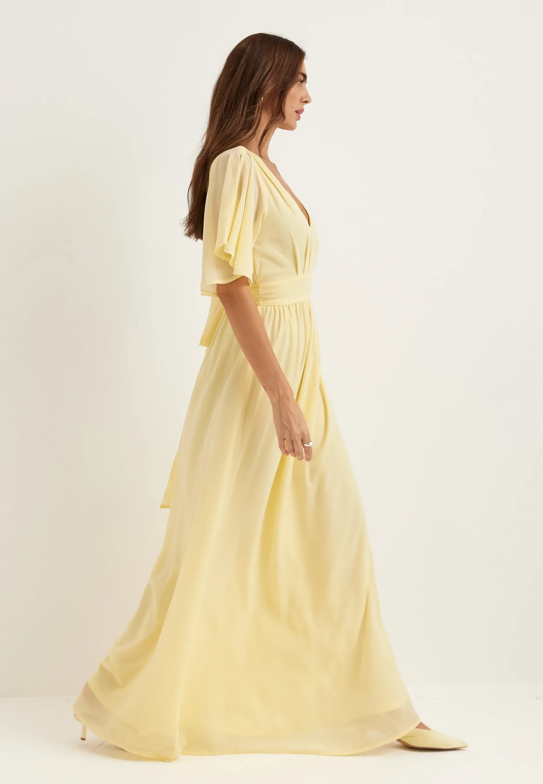 Butterfly Sleeve Chiffon Gown