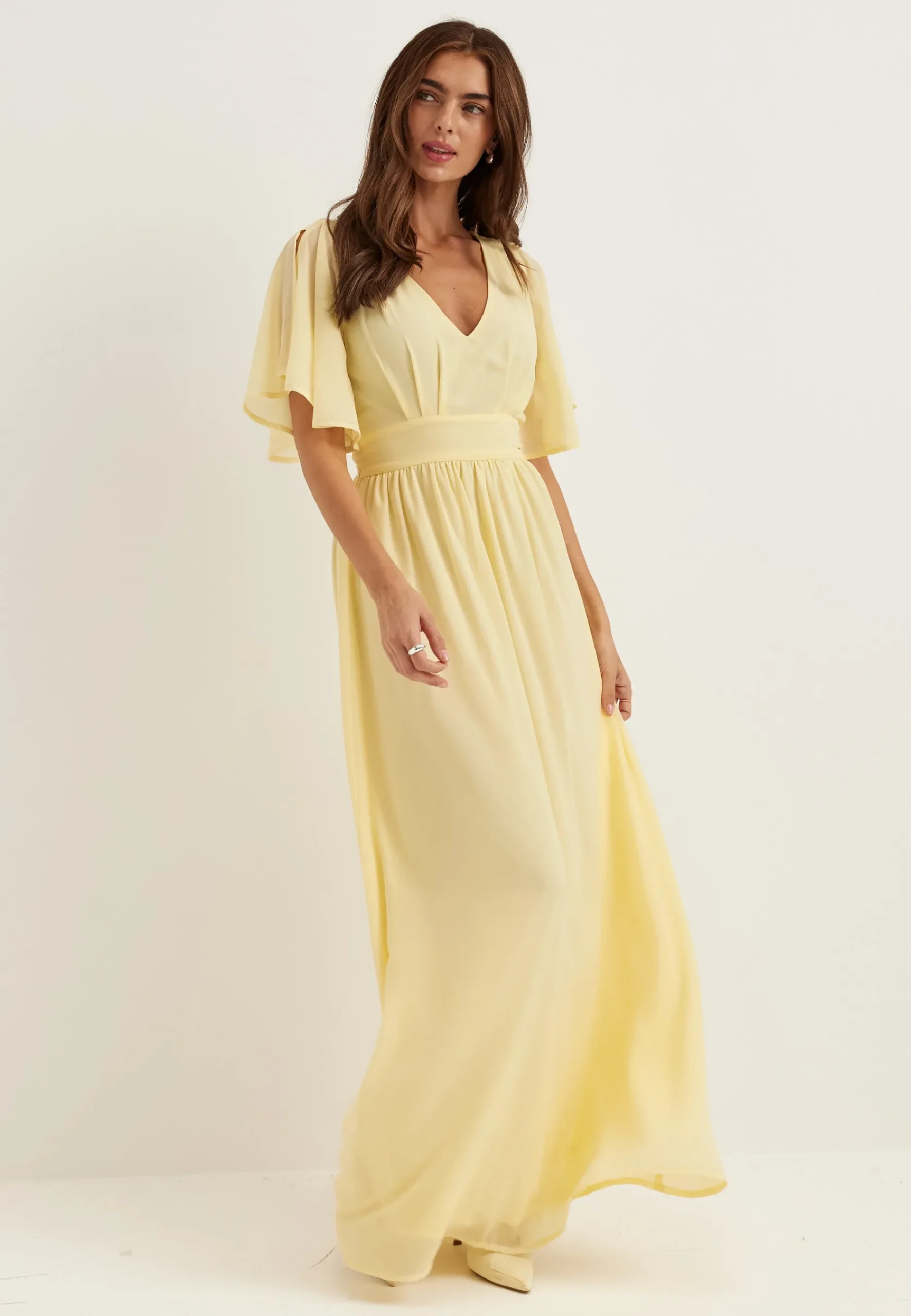 Butterfly Sleeve Chiffon Gown