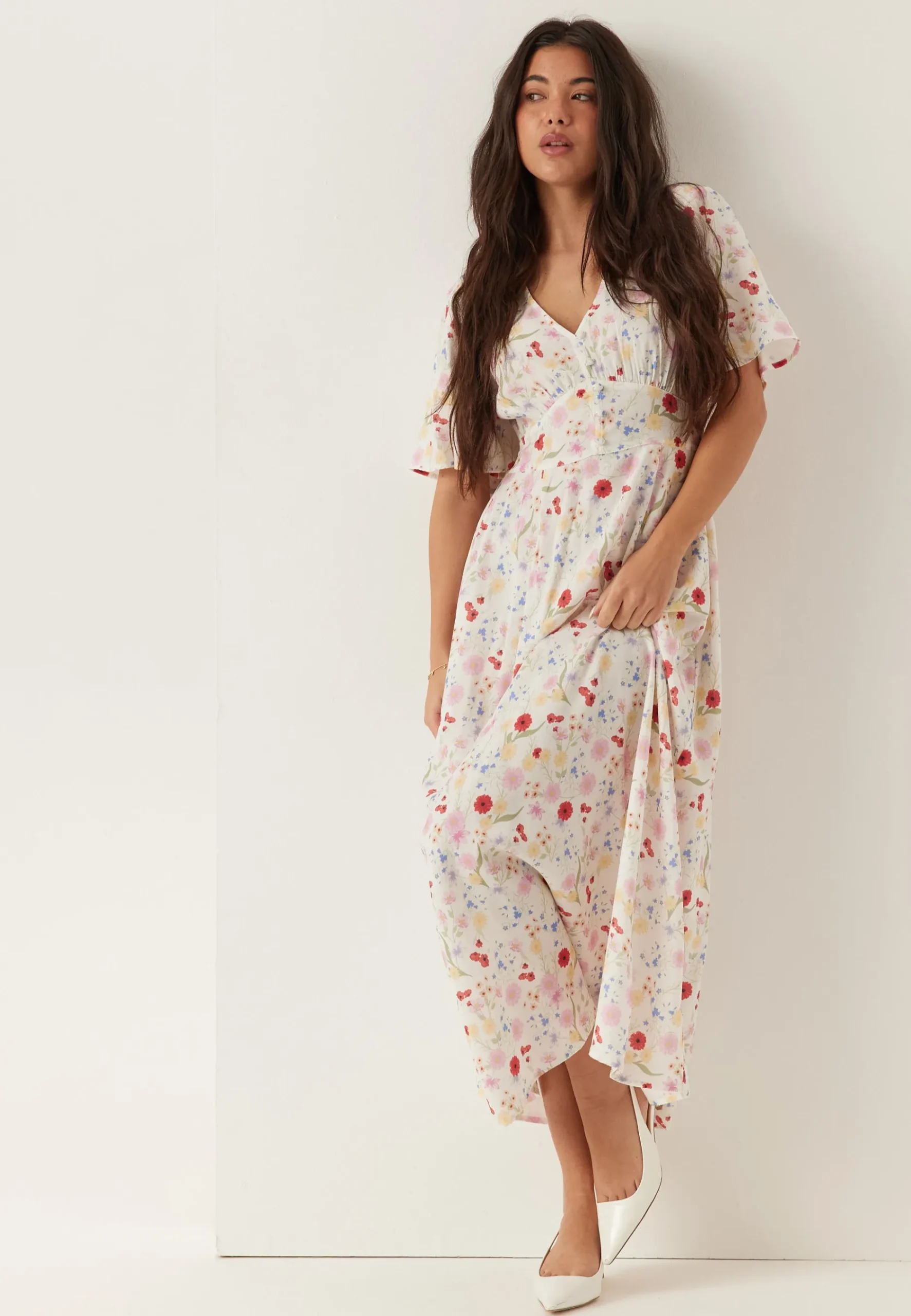 Butterfly Sleeve Viscose Maxi Dress