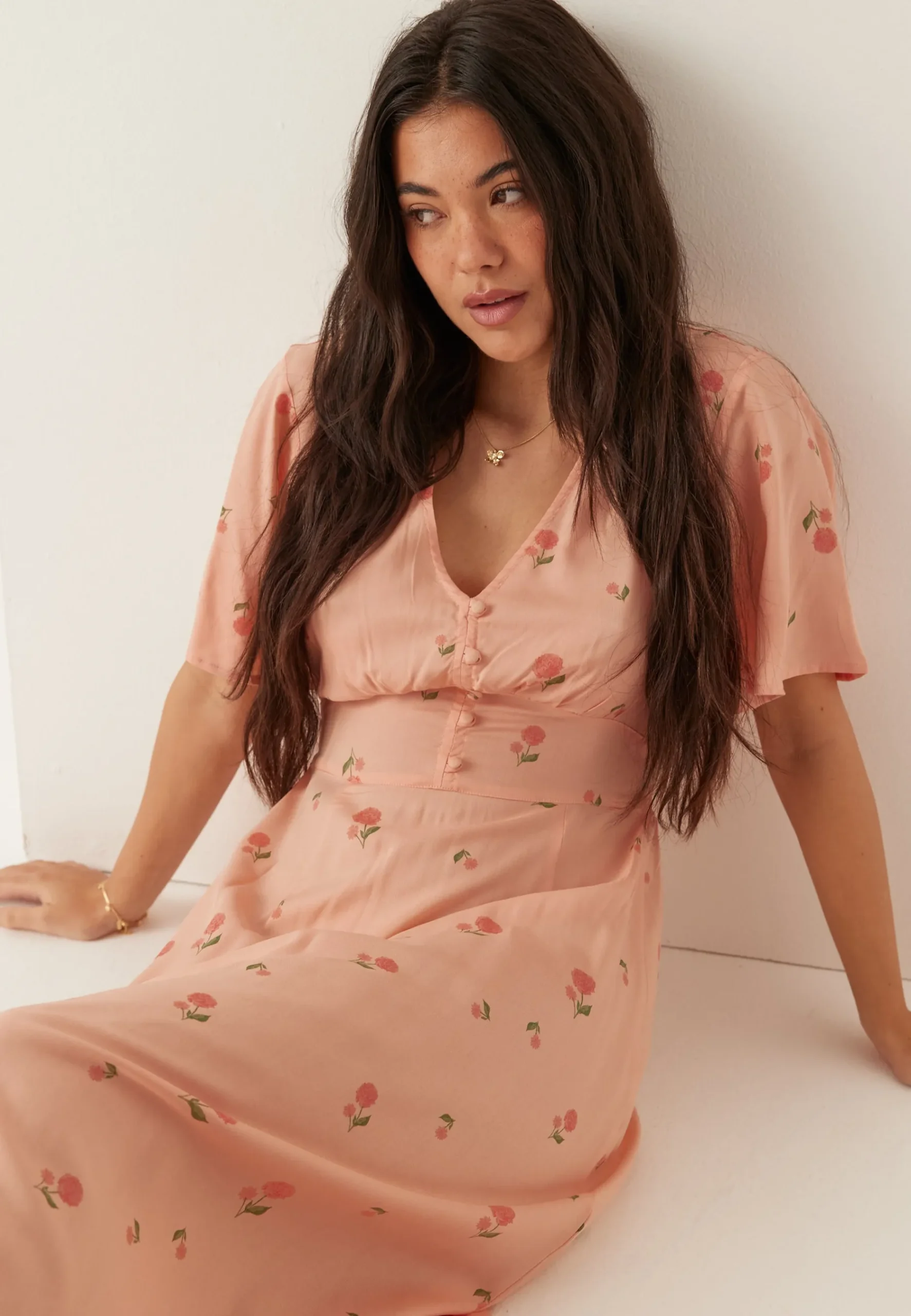 Butterfly Sleeve Viscose Maxi Dress