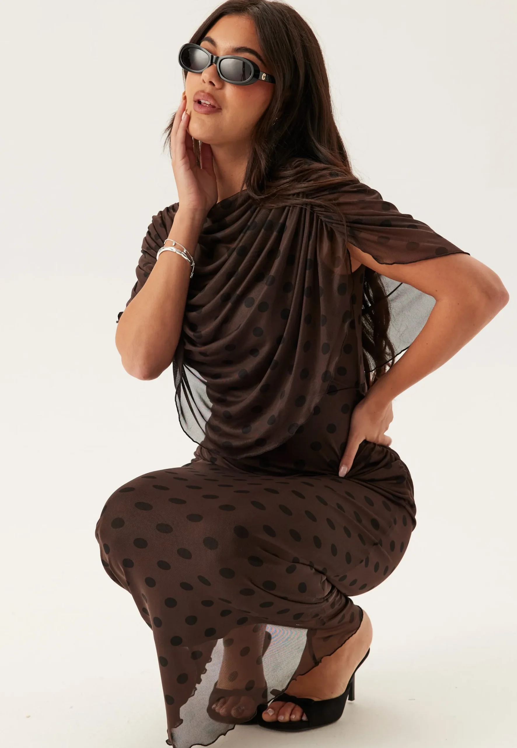 Cape Mesh Ankle Dress