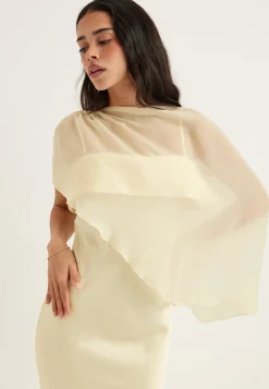 Cape Satin Maxi Dress