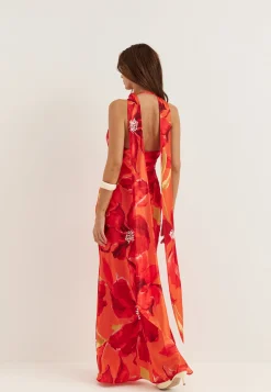 Clementine High Neck Satin Max