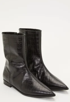 Croco Leather Ankle Boot