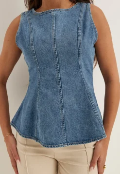 Denim Peplum Top