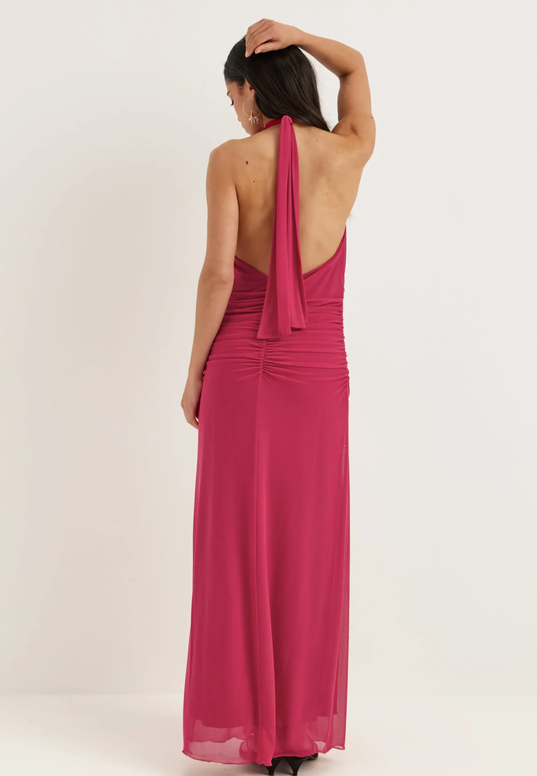 Drapy Halterneck Mesh Dress