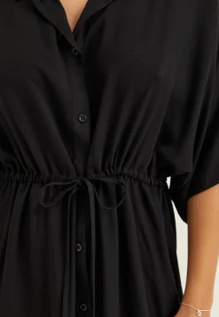 Drawstring Viscose Shirt Dress