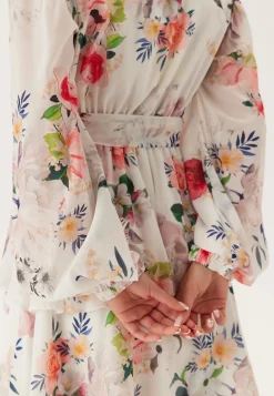Floral Long Sleeve Tiered Skater Dress