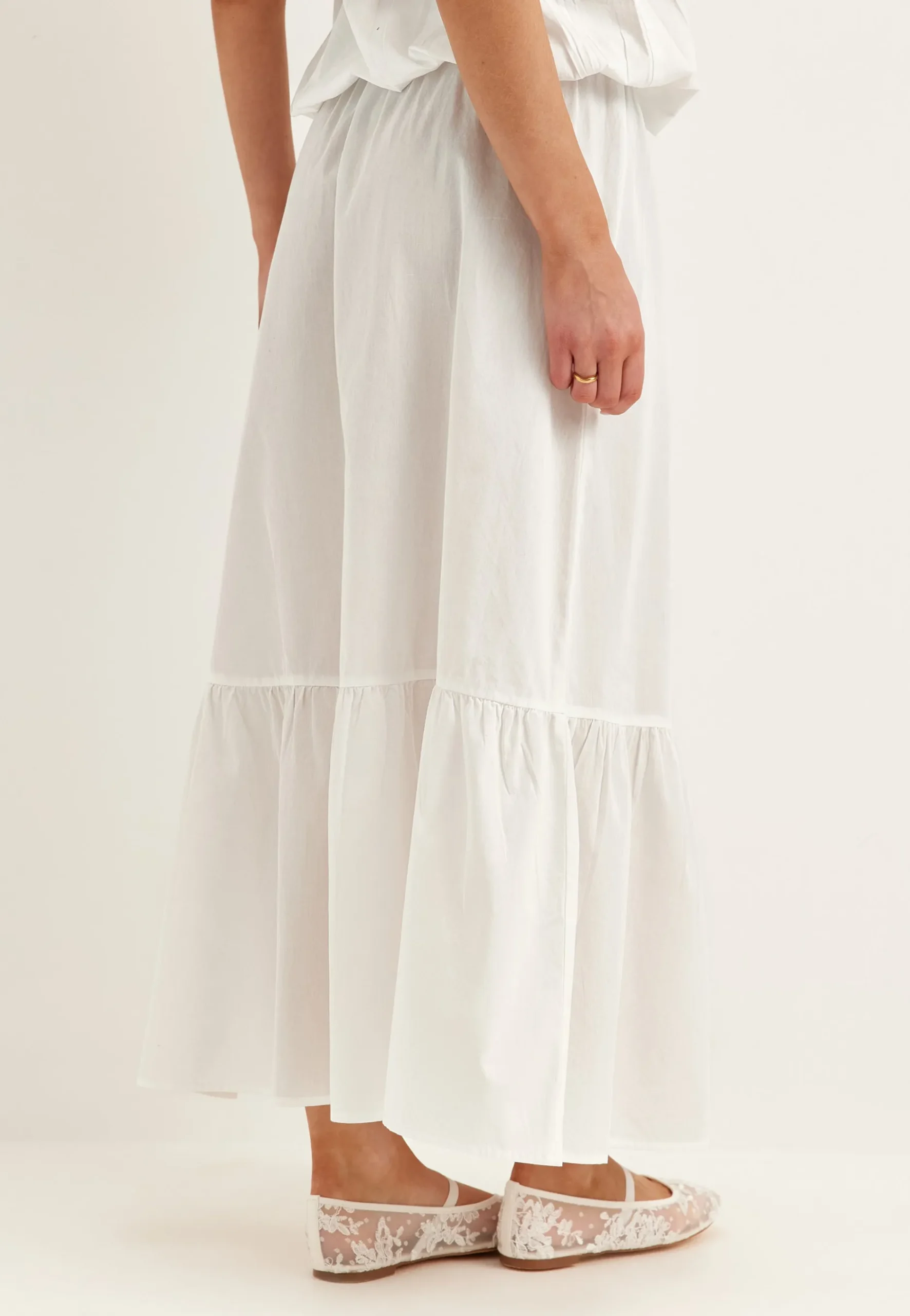 Flounce Detail Cotton Skirt