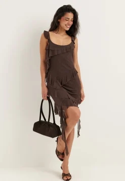 Flounce Mesh Short Dress
