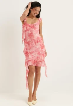Flounce Mesh Short Dress