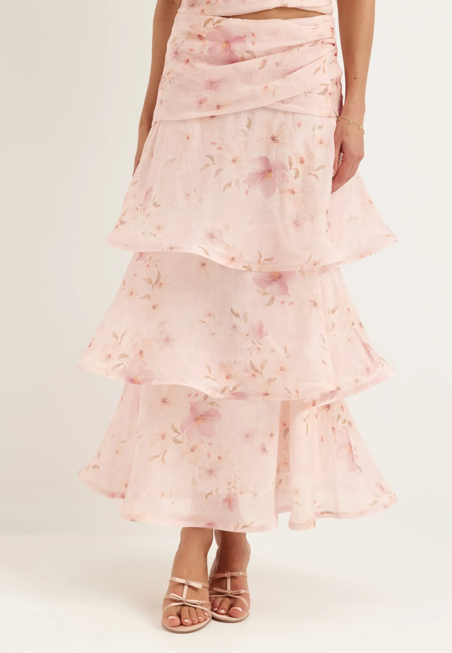 Flounce Sheer Ankle Skirt