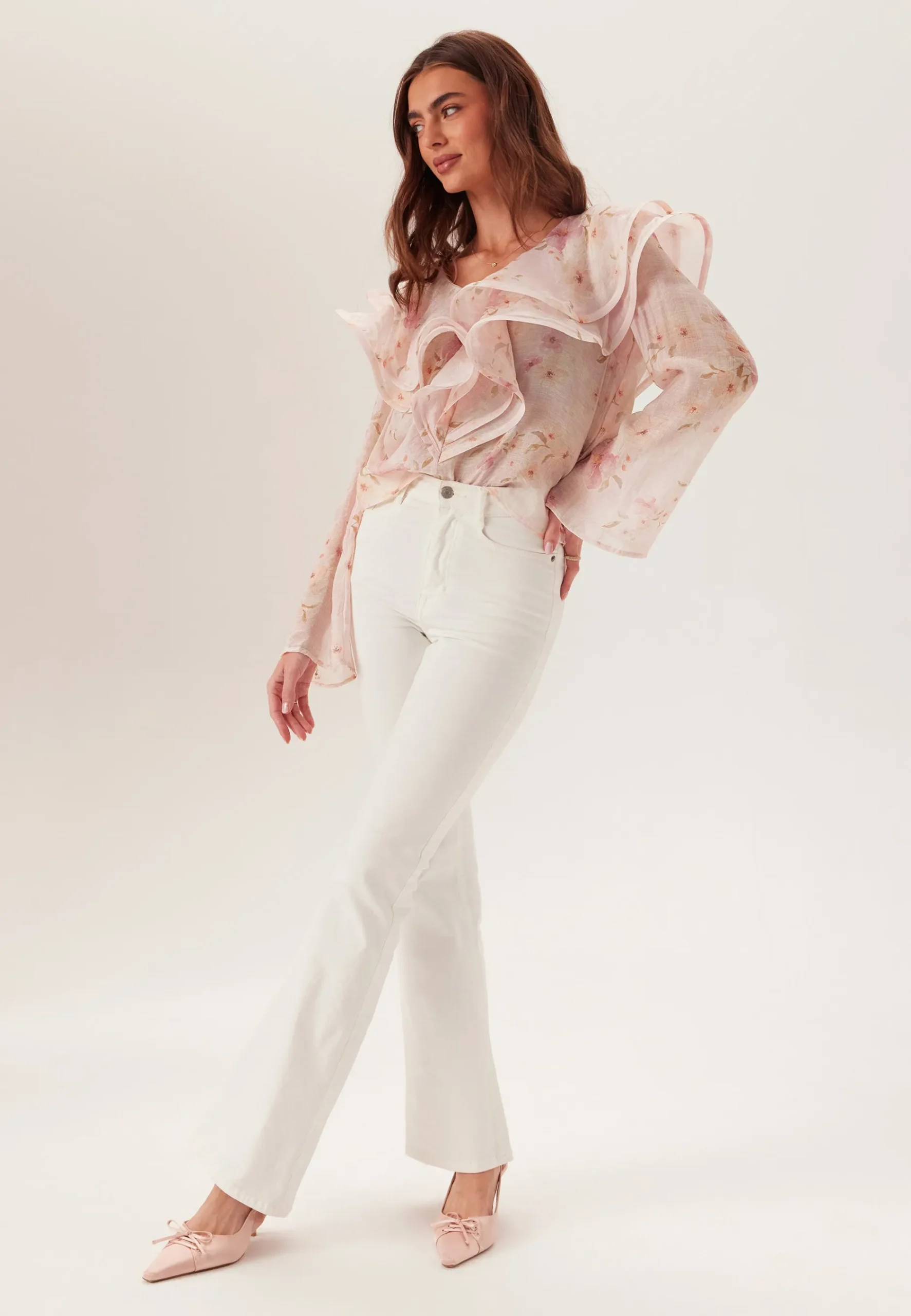 Flounce Sheer Blouse