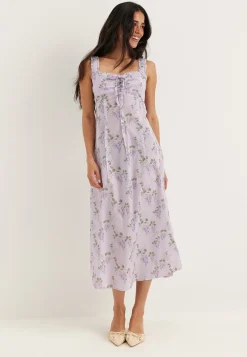 Frill Detail Cotton Midi Dress