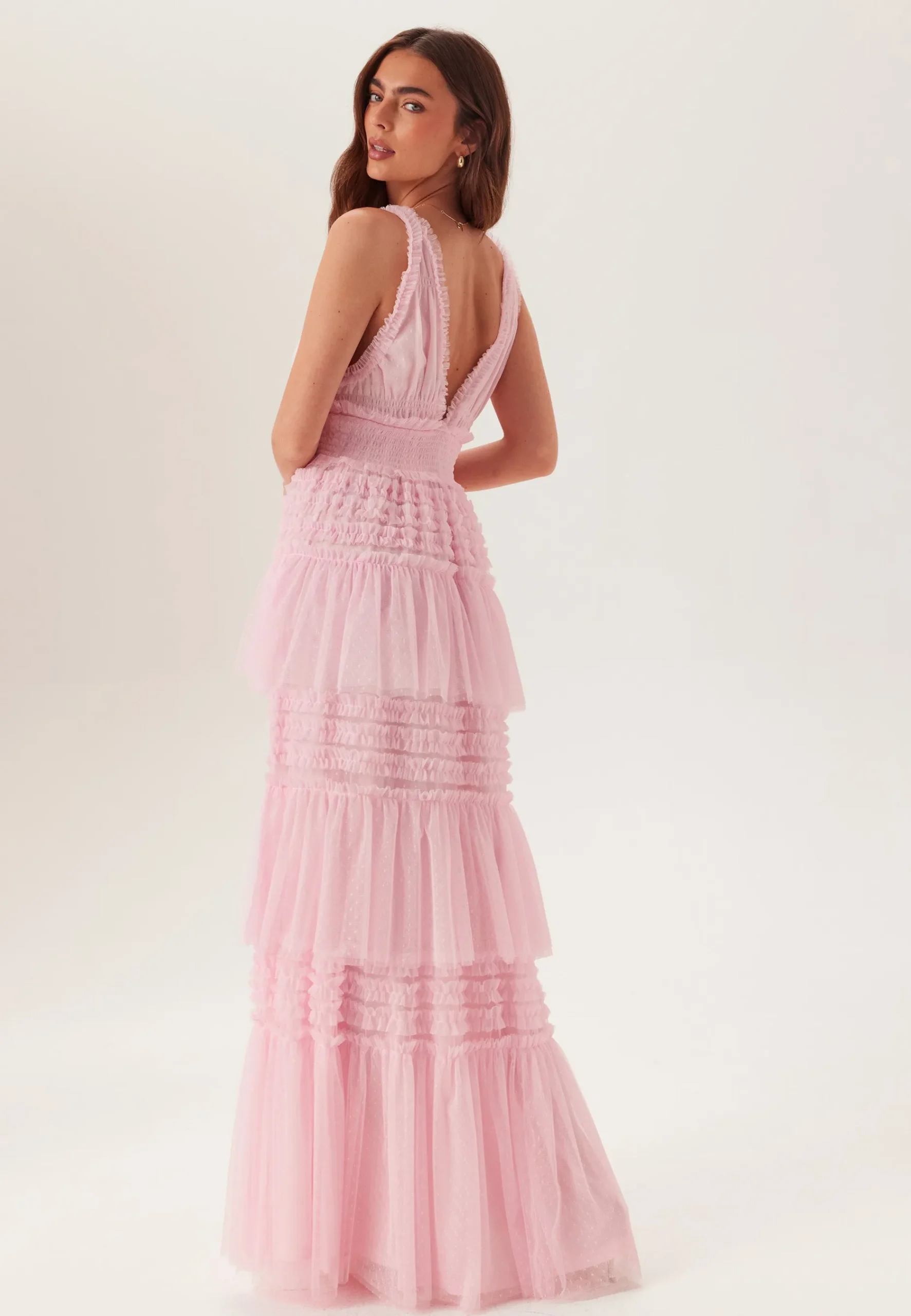 Frill Dotted Tulle Gown