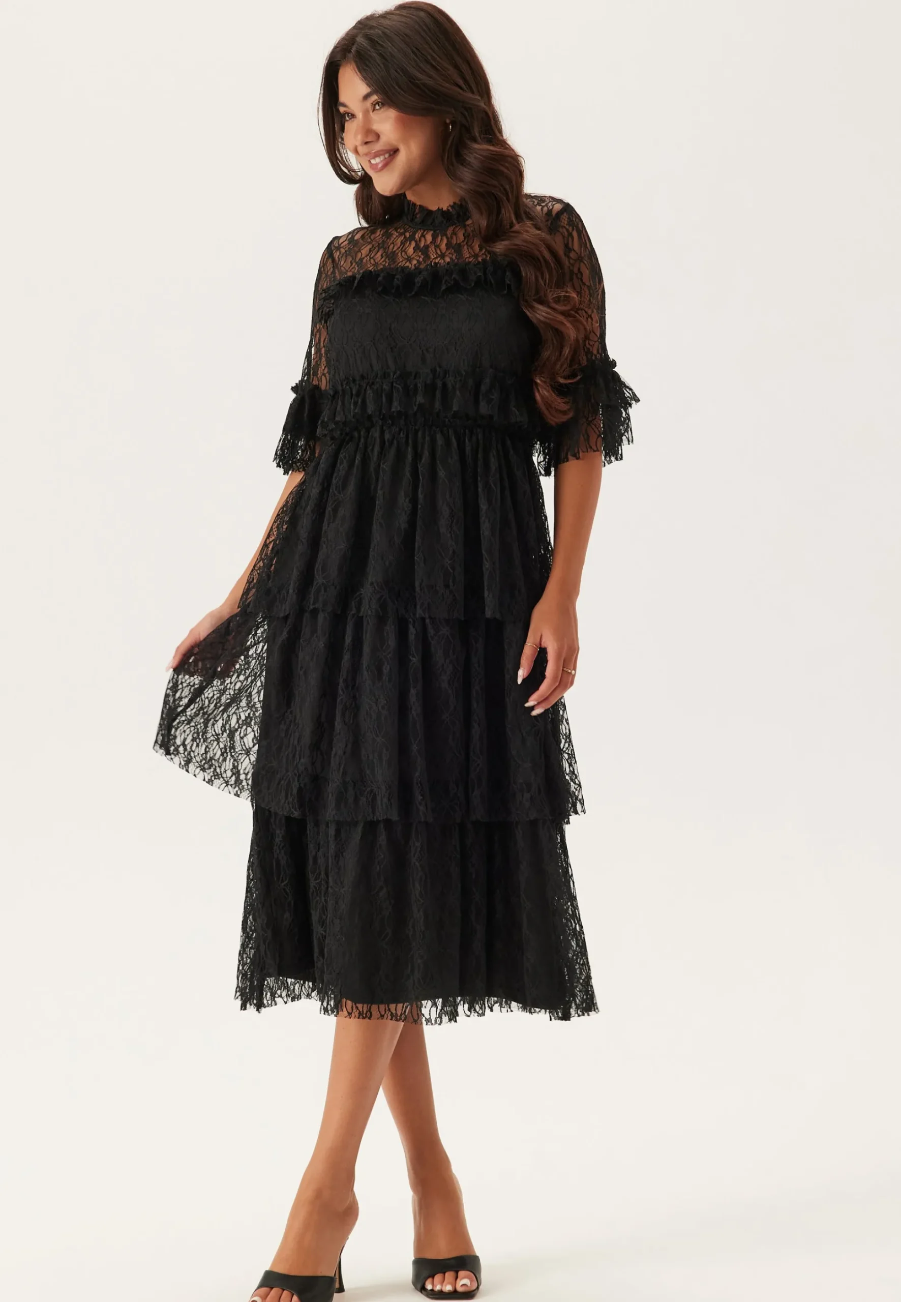 Frill Lace Midi Dress