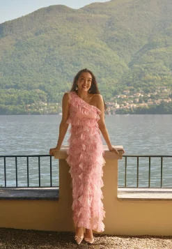Frill Mesh Maxi Dress