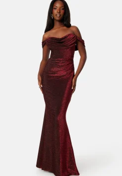 Glitter Off Shoulder Maxi Dress