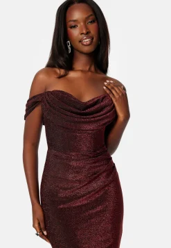 Glitter Off Shoulder Maxi Dress