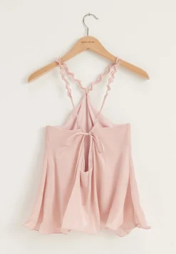 Halterneck Shimmer Flounce Top