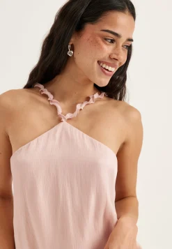 Halterneck Shimmer Flounce Top