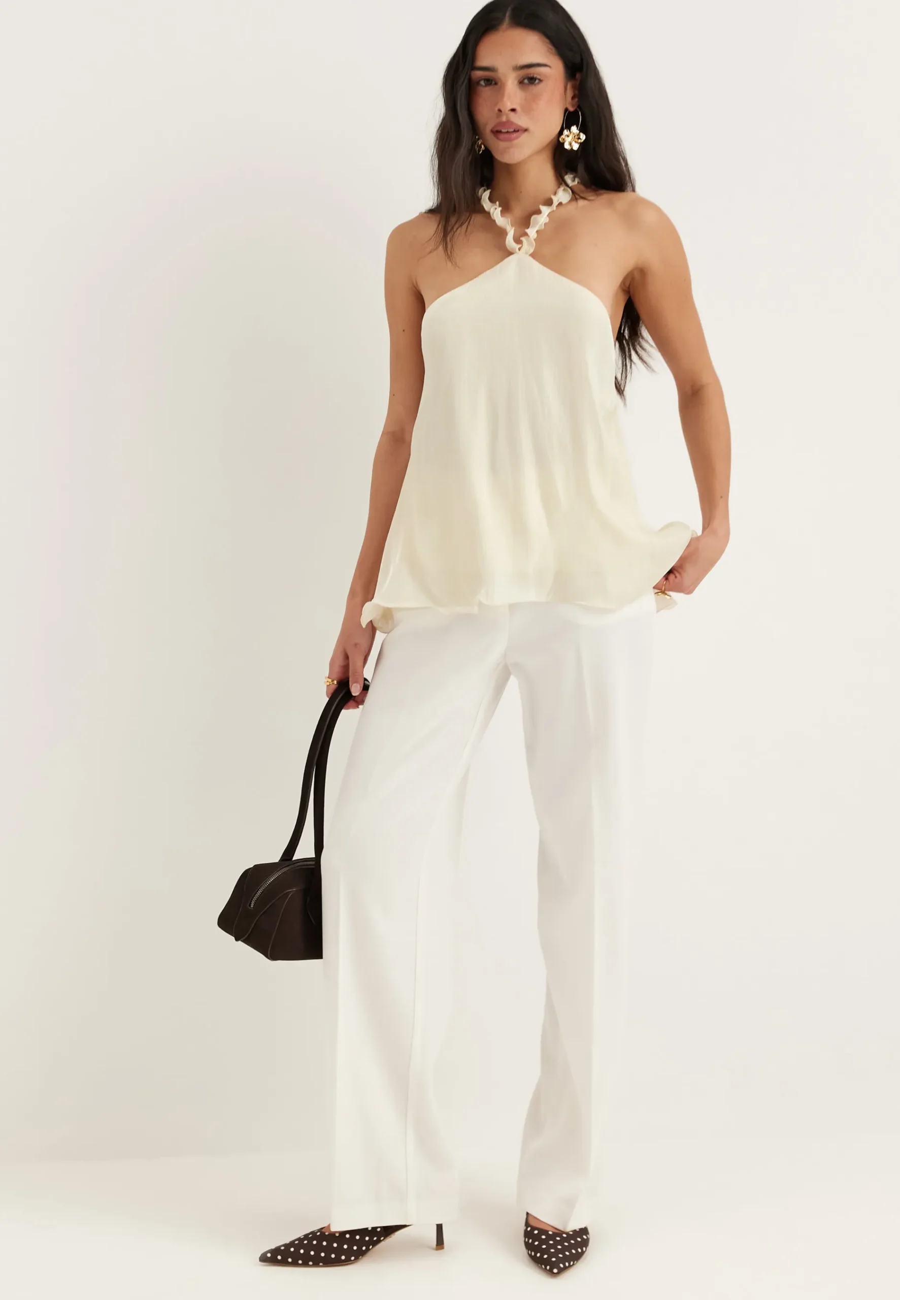 Halterneck Shimmer Flounce Top
