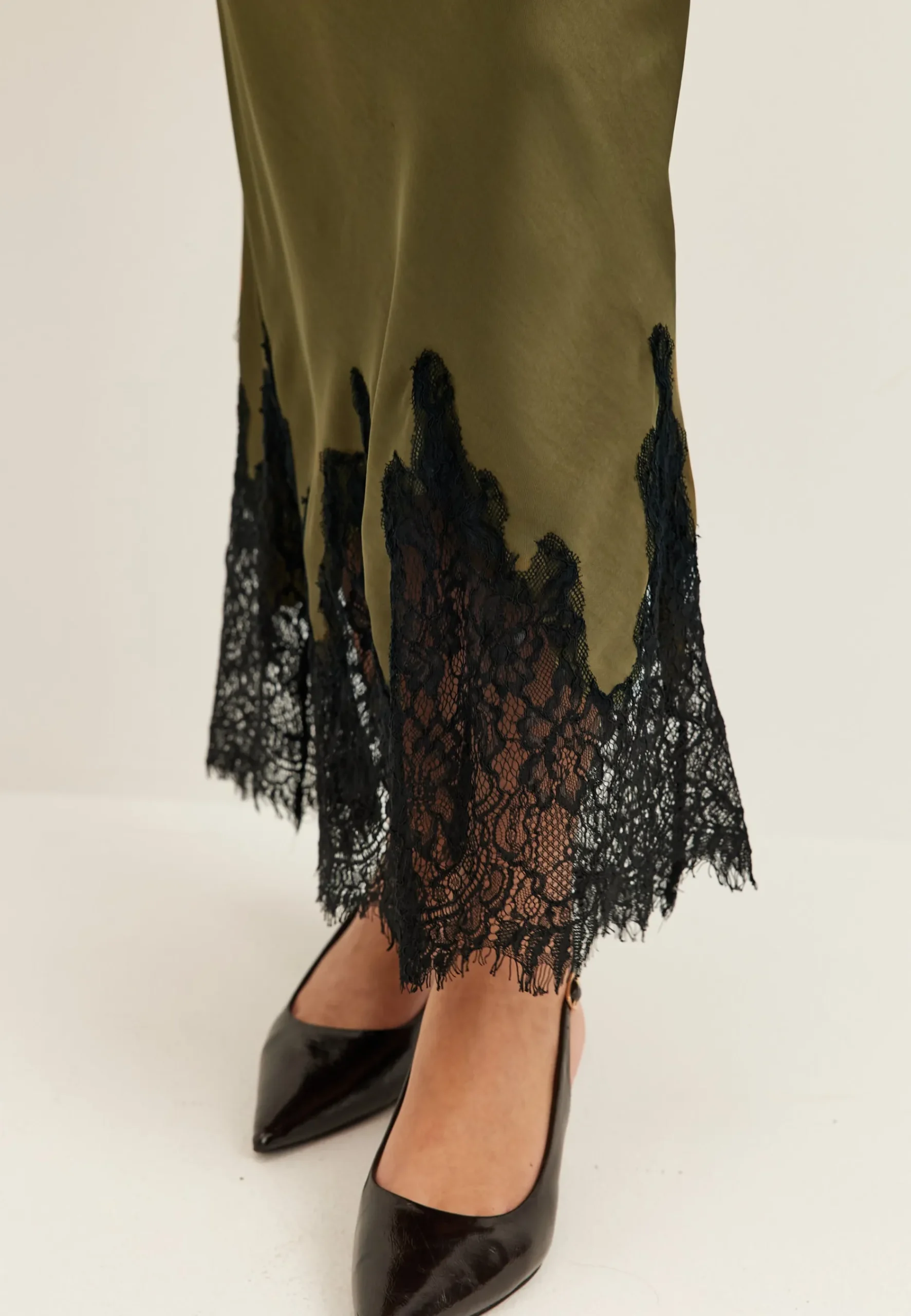 Lace Satin Maxi Dress