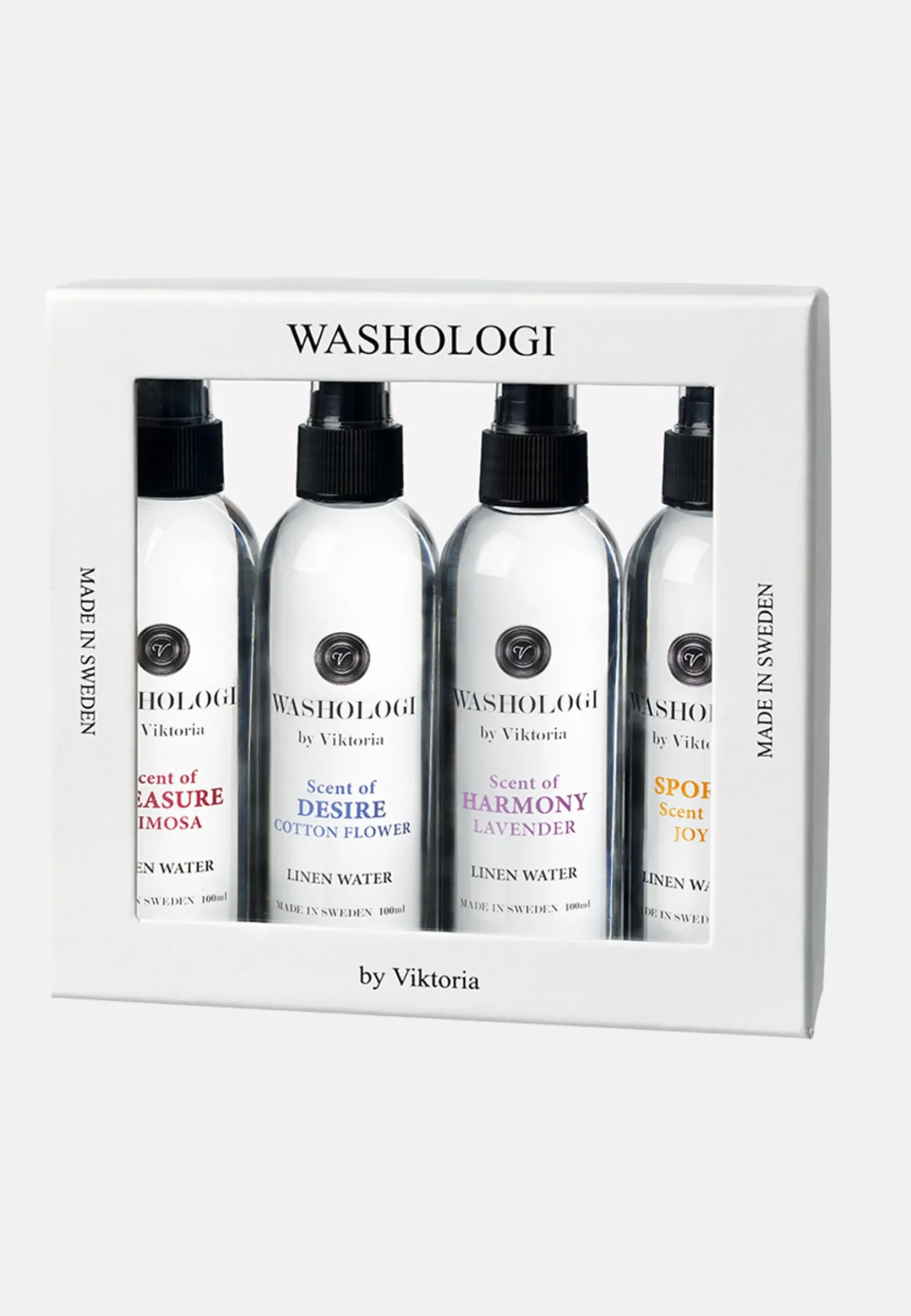 Linen Water Giftbox: Desire, Harmony, Pleasure & Sport 4x100ml