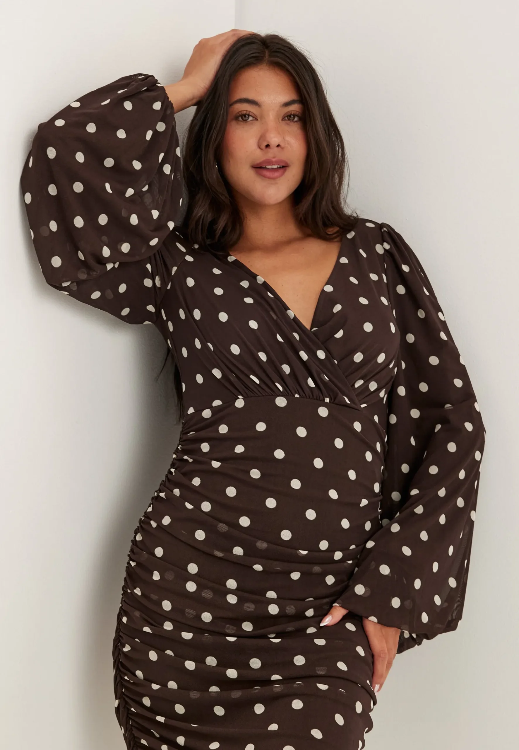 Mesh Wrap Ankle Dress